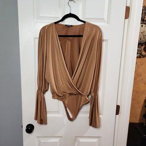 Express Women's Long Sleeve Sexy Wrap V-Neck Top Leotard Bodysuit size M